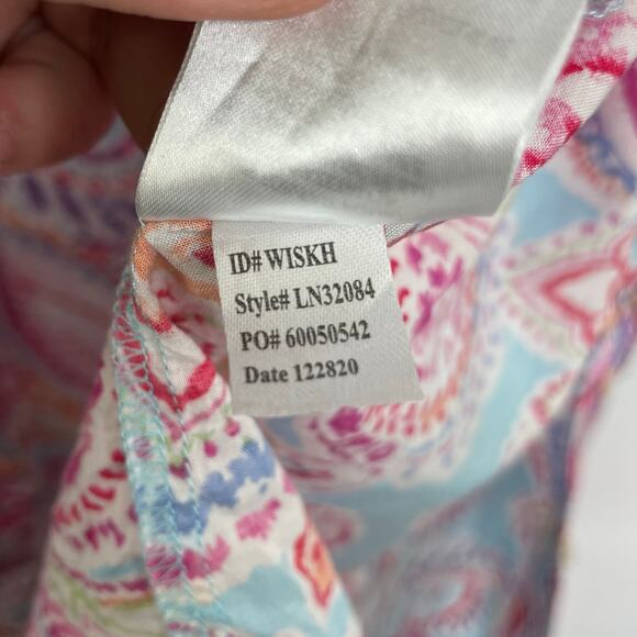 Lauren Ralph Lauren Colorful Paisley Button Down Blouse size Large - Picture 13 of 16